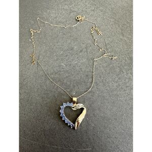 10k Gold and Tanzanite Heart Pendant on 10k Gold Chain